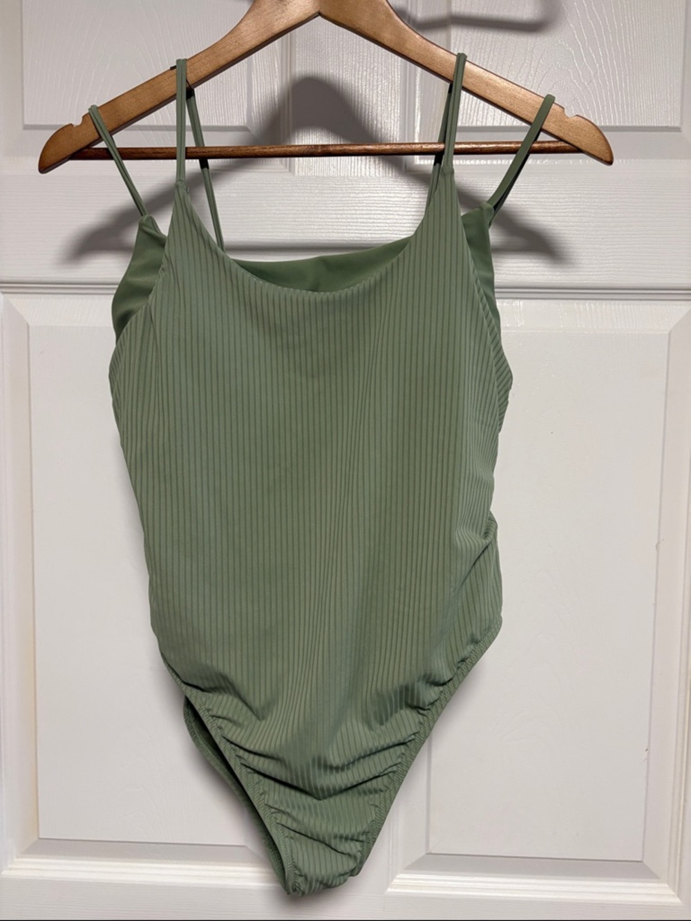 Reebok Olive Green Ribbed One-Piece Swimsuit